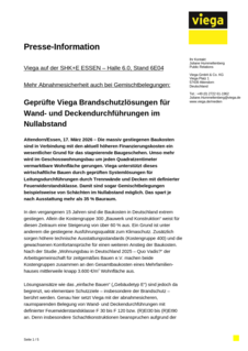 Geprüfte Viega Brandschutzlösungen für Wand- und Deckendurchführungen im Nullabstand 